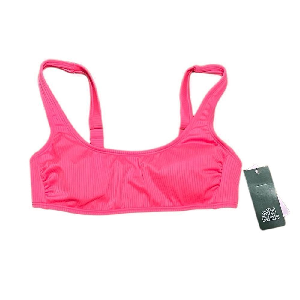 Wild‎ Fable Women’s Neon Pink Ribbed Bikini Top, Size S (4-6), NWT